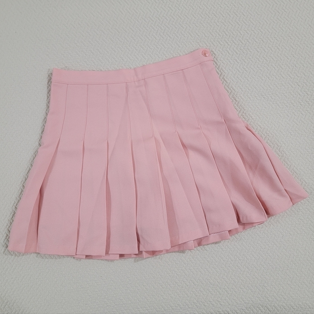 Joy Shop Pink Pleated Skater Skirt Built In Shorts Size M Skort - Picture 2 of 12